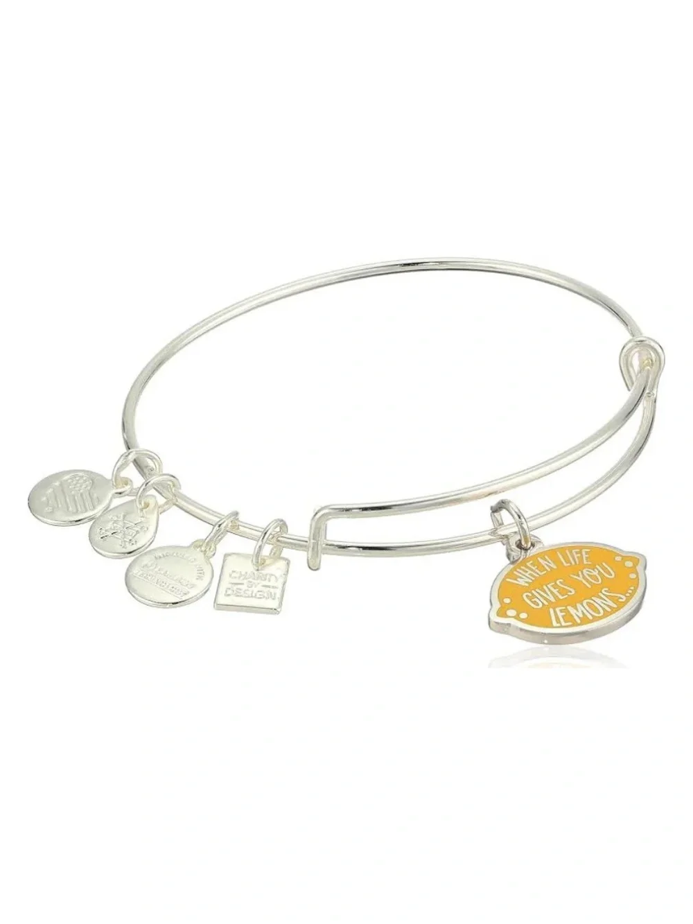 Alex and Ani 'When Life Gives You Lemons' Yellow Lemon Charm Bracelet - Silver